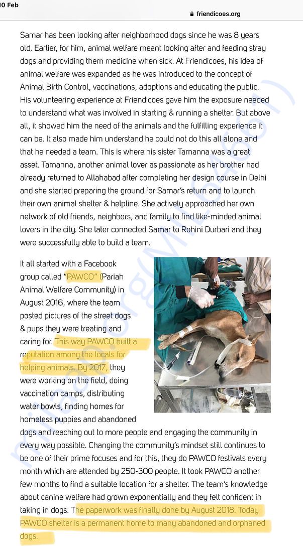 Friendicoes appreciation for PAWCO