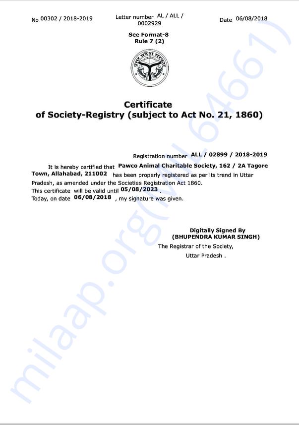 PAWCO Registration Certificate