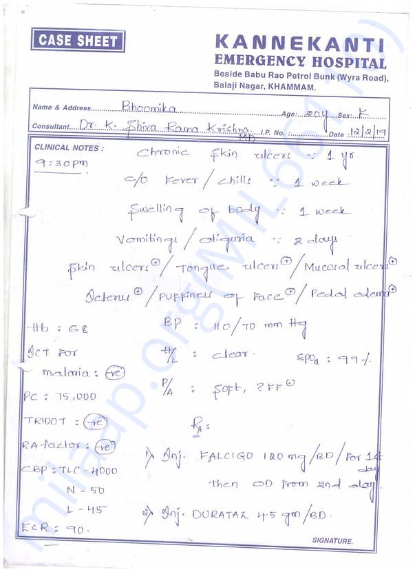 BHOOMIKA CASE SHEET
