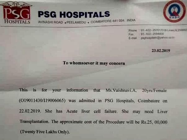 Help Vaishnavi With Liver Transplant