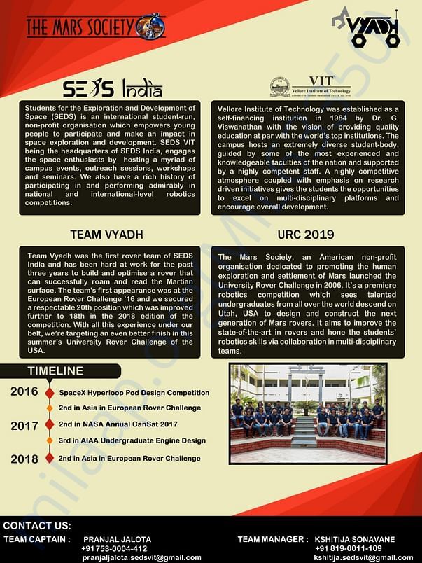 SEDS VIT - Team Vyadh Brochure