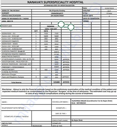 Nanavati estimation letter