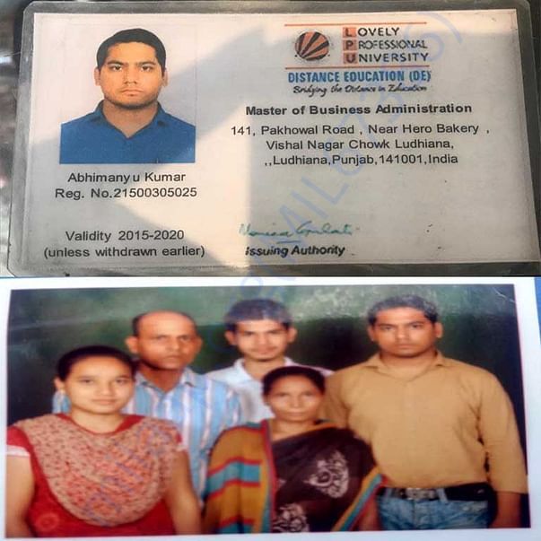 Abhimanyu ID Card & Family Pic