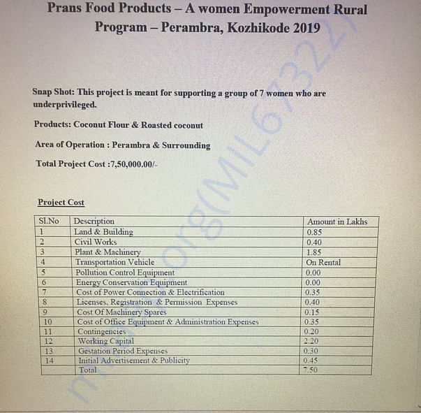 Project cost breakdown