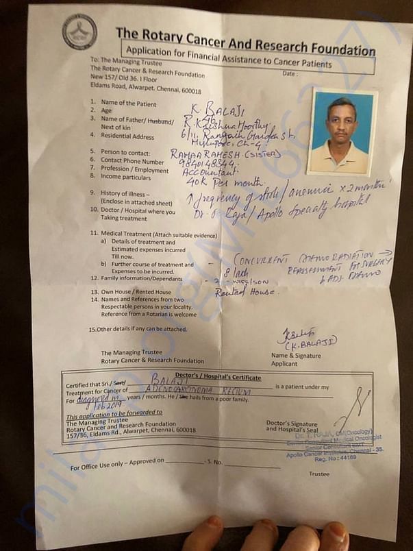 Balaji Financial Assistance Request Letter