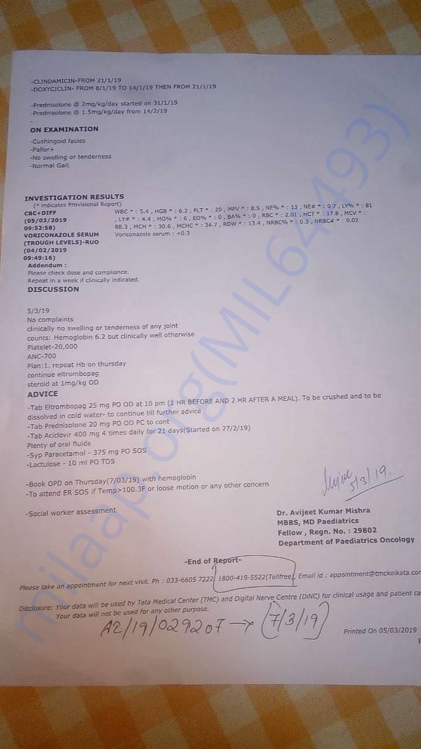 Recent medical report