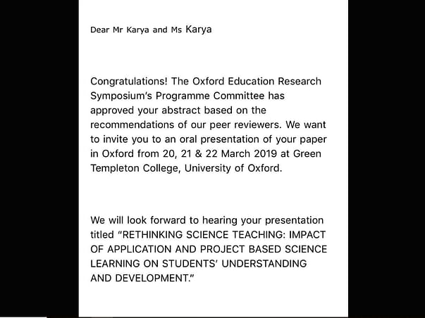 Help Luv Karya Present A Paper At Oxford University