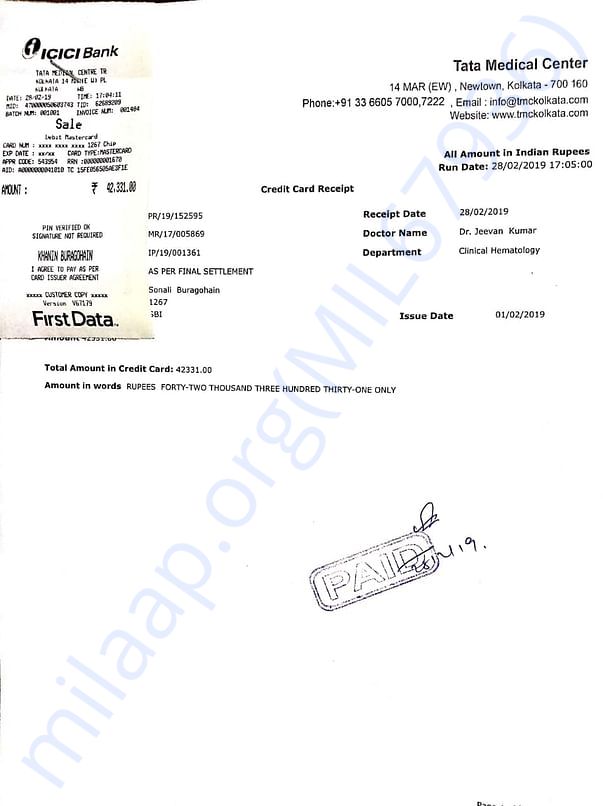 Bill of Chemotherapy
