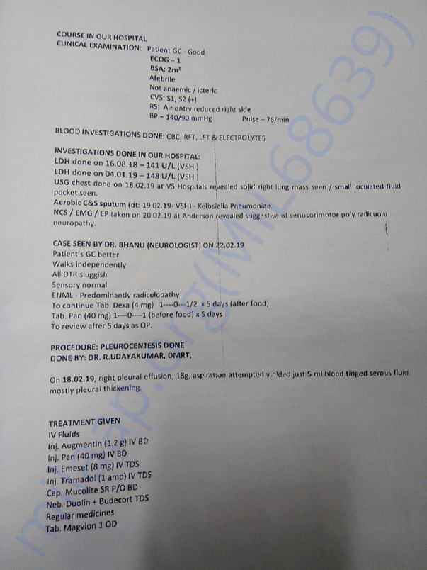 Treatment summary up to march