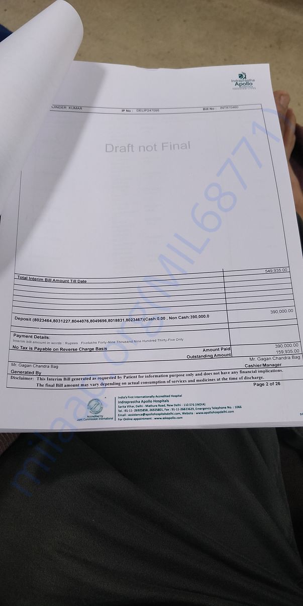 2 day ICU bill