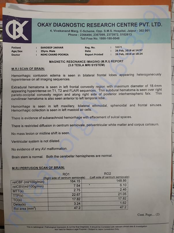 Mri report page 1