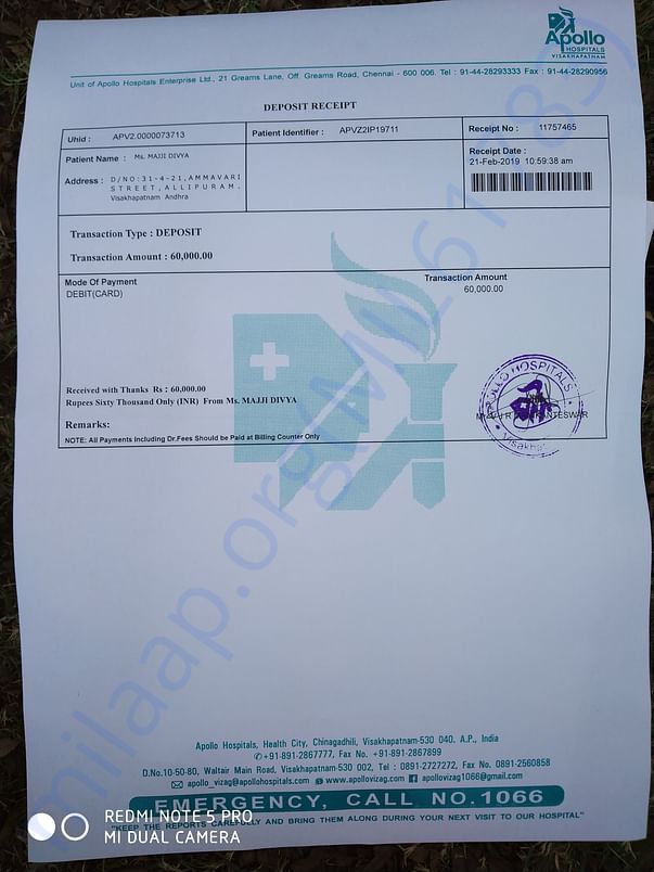 Paid hospital bill