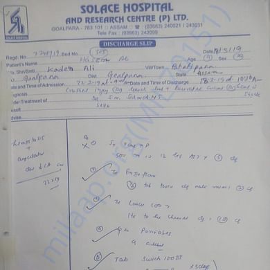 Prescription of Hasim Ali