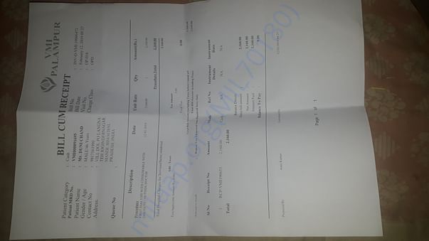 Dialysis bill of VMI Palampur