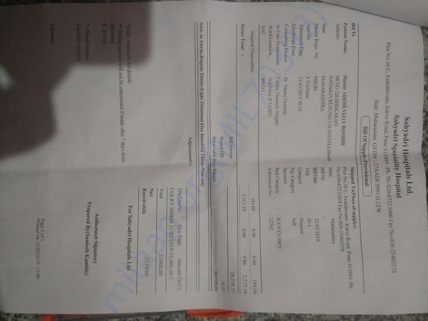 Only one day Expenses before surgery