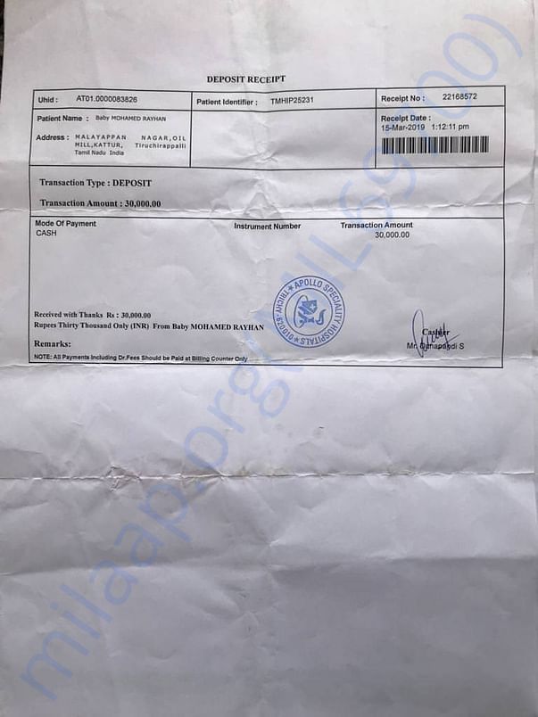 Hospital receipts