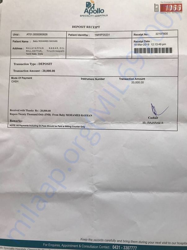 Hospital receipts