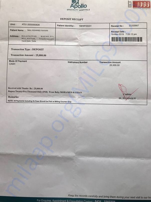 Hospital receipts