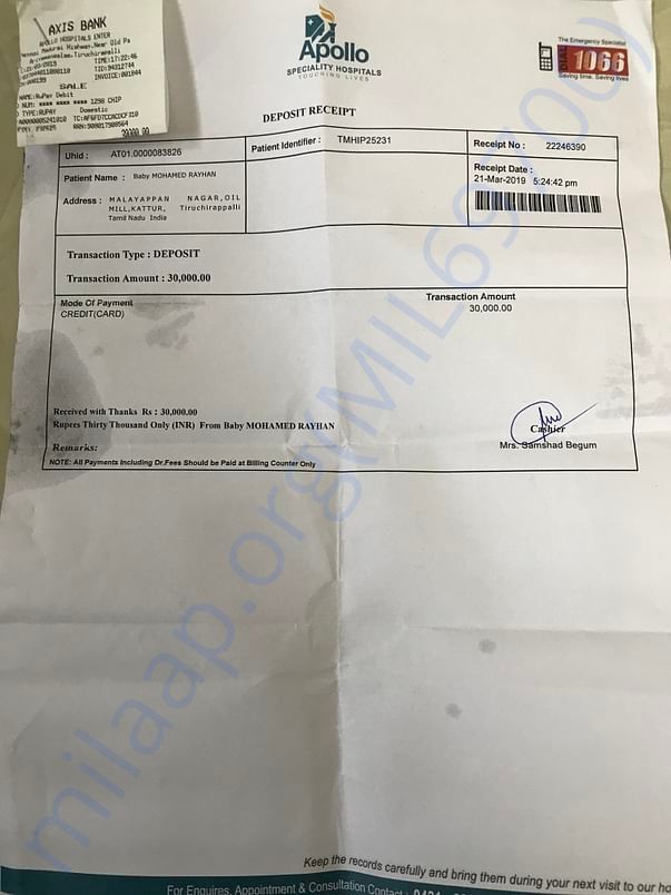 Hospital receipts