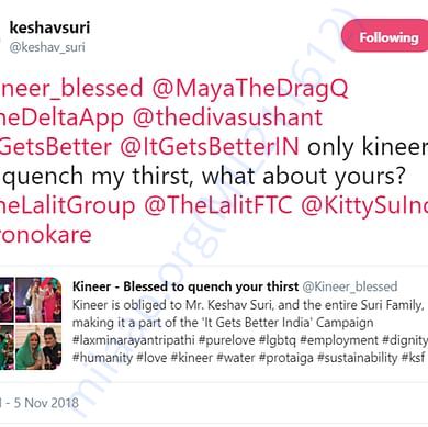 Tweet by Mr. Keshav Suri