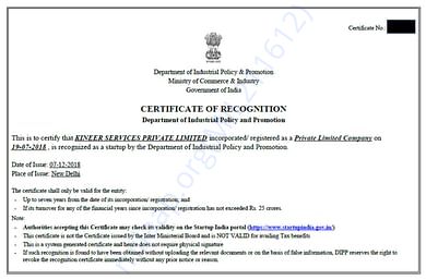 Startup Certificate
