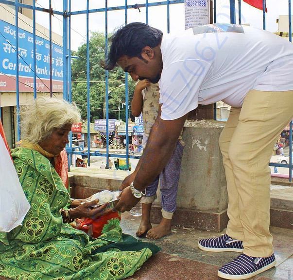 Team distributing food to the needy