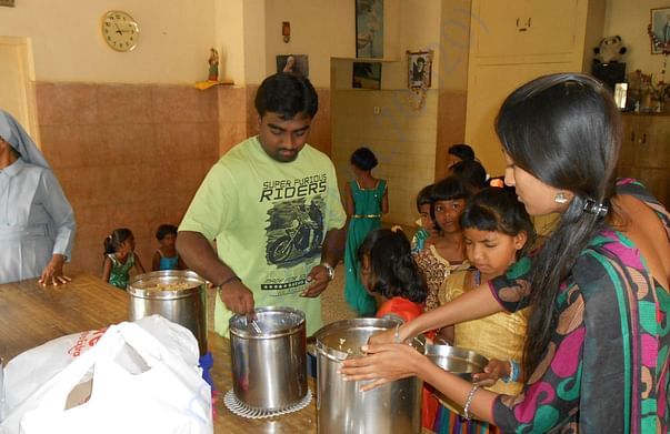 Team supporting students with food