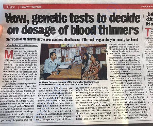 Coverage of Dr. Manoj in Pune Mirror