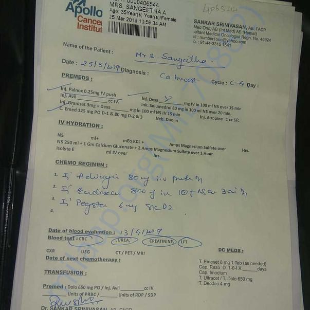 Chemo prescription