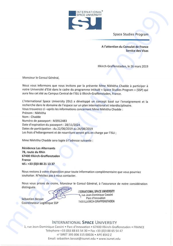 Admission letter