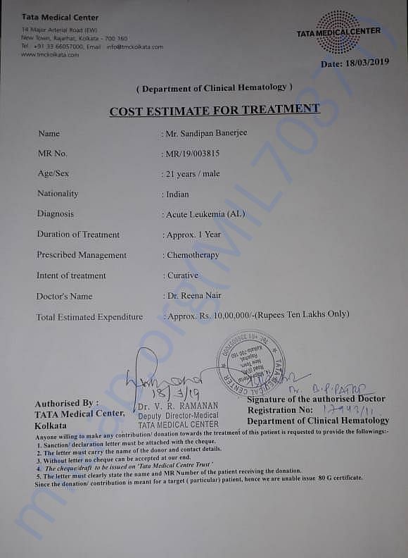Medical treatment expenses estimate