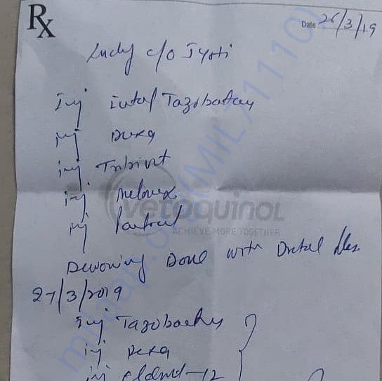Medication/treatment details for 26/3 and 27/3.
