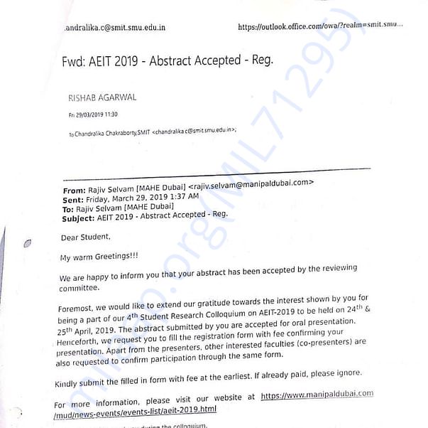 Admission letter