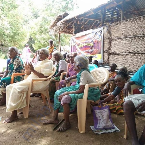 Old and Elderly being served free Meal at Old Age Home