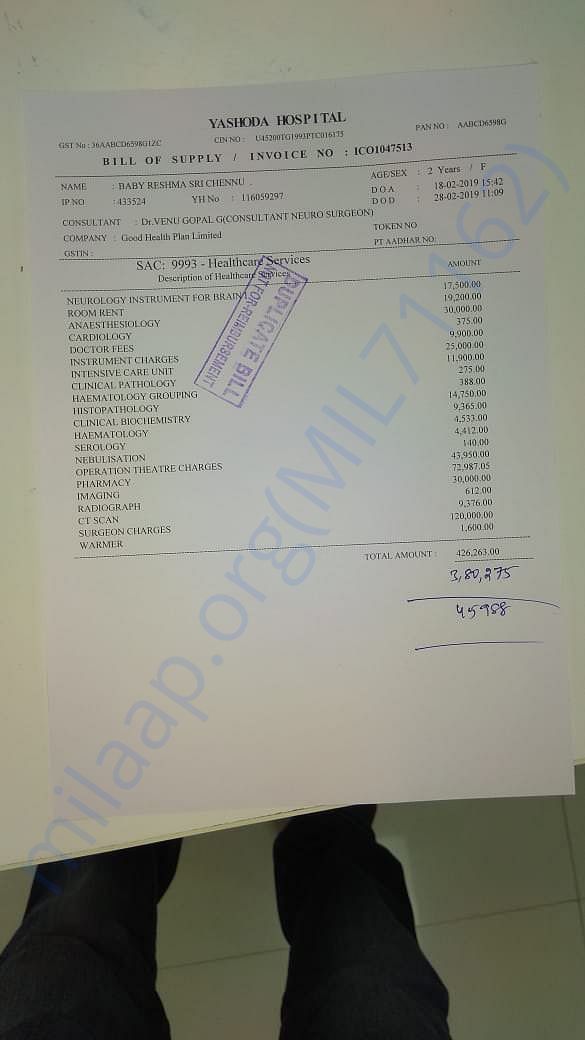 Bill from yashoda
