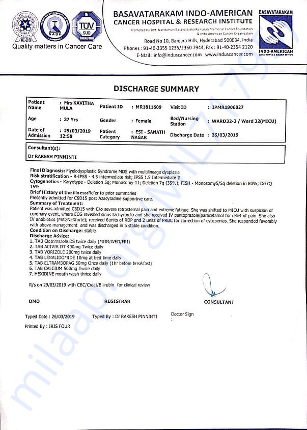 Discharge summery