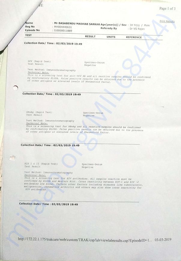 Blood report