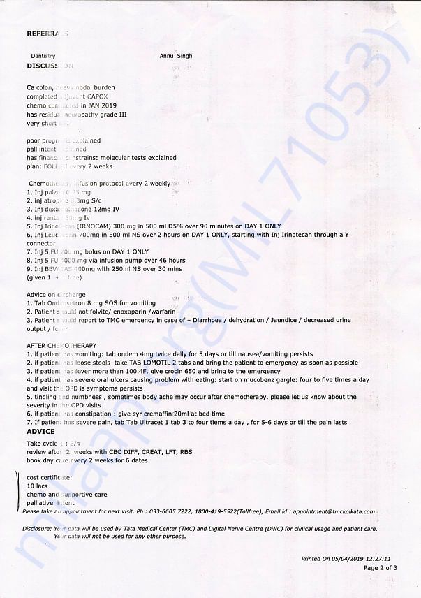 Chemo details for each cycle with target therapy