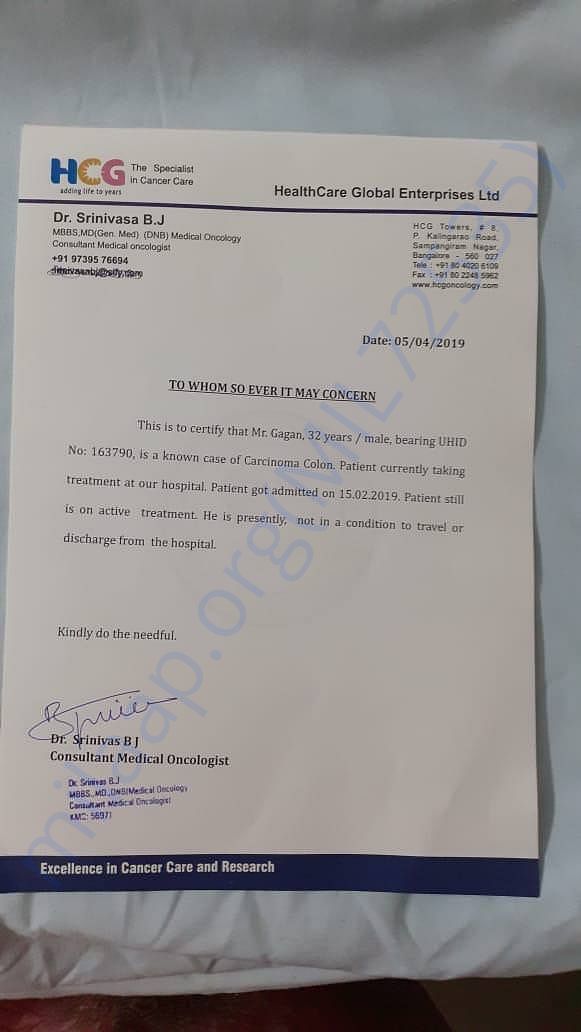 Medical Certificate by Hospital