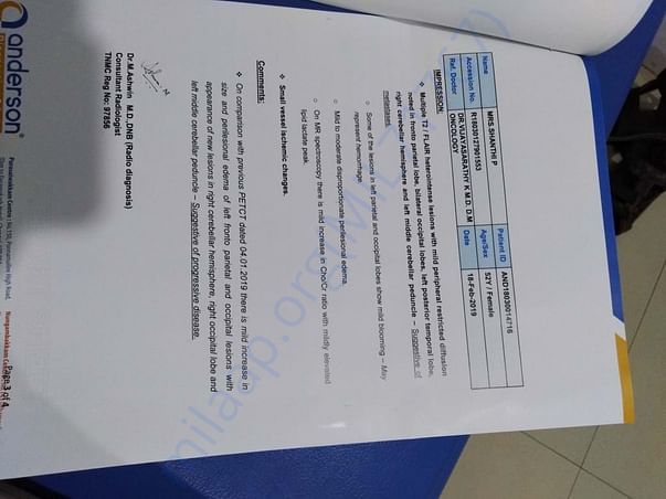 Brain PET scan report