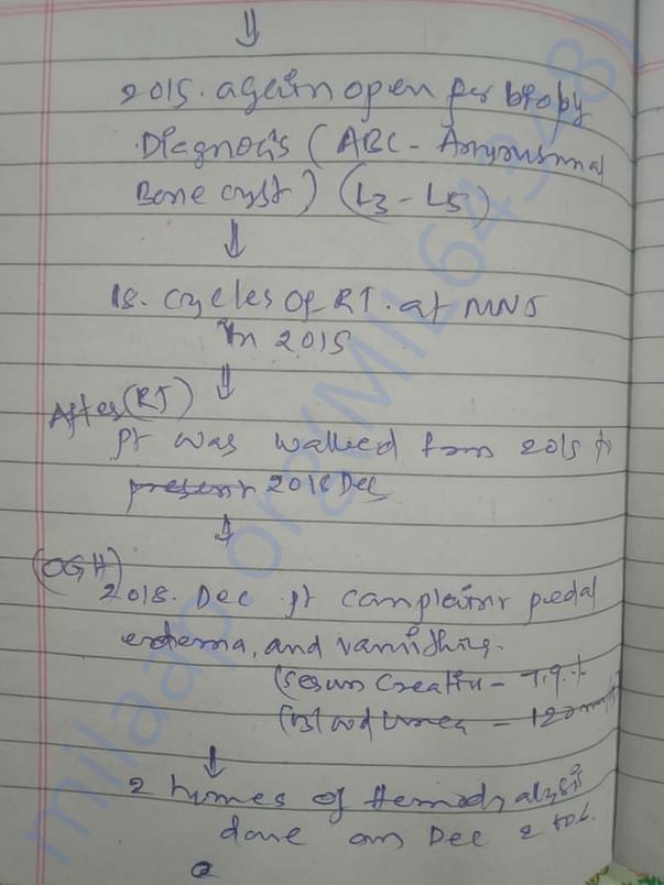 Treatment notes of Raj Kumar's mother