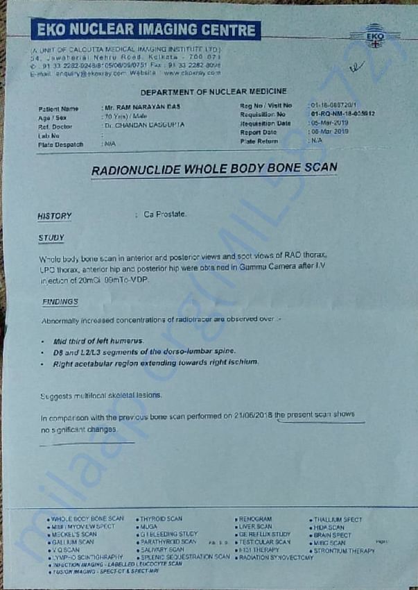 Bone Scan report of ram Narayan Das