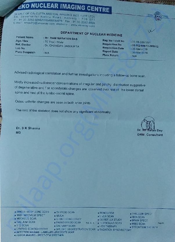 Bone Scan report of ram Narayan Das page 02