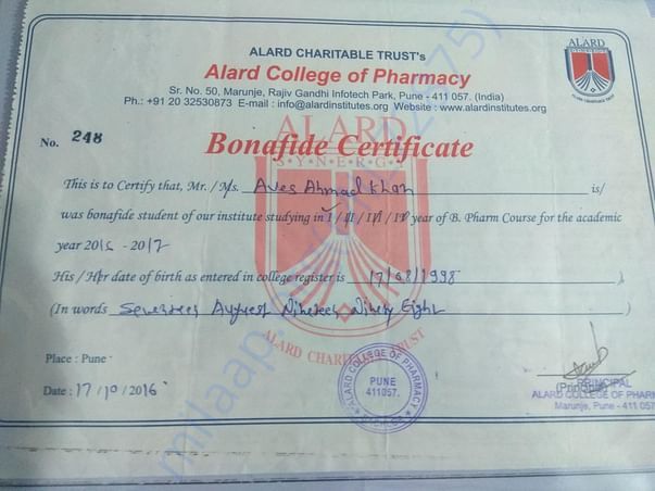 Bonafide certificate