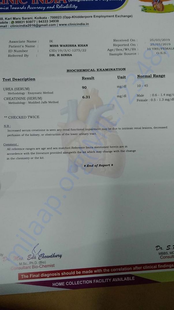 Her blood report