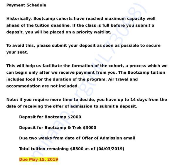 Deposit Requirements