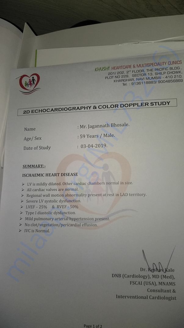 Echo cardio and Doppler study 1
