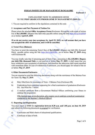 Admission letter