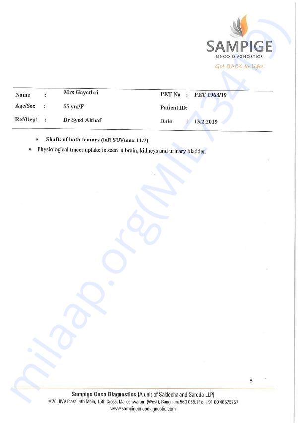 PET CT scan report