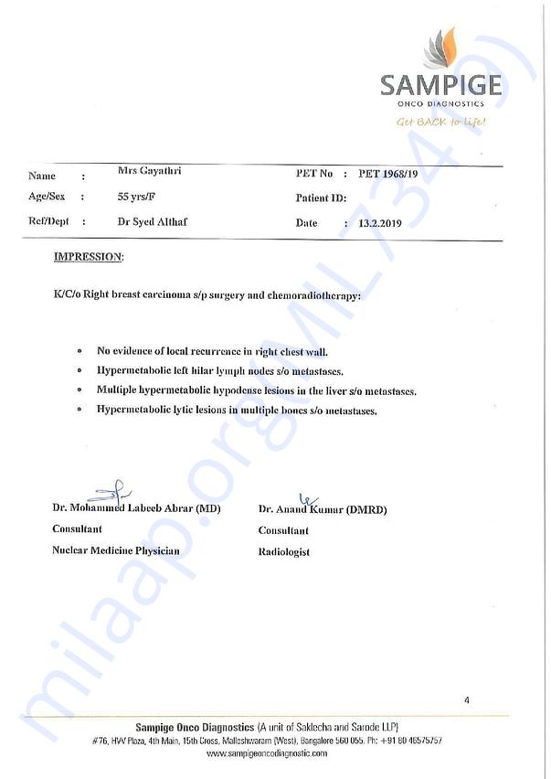 PET CT scan report